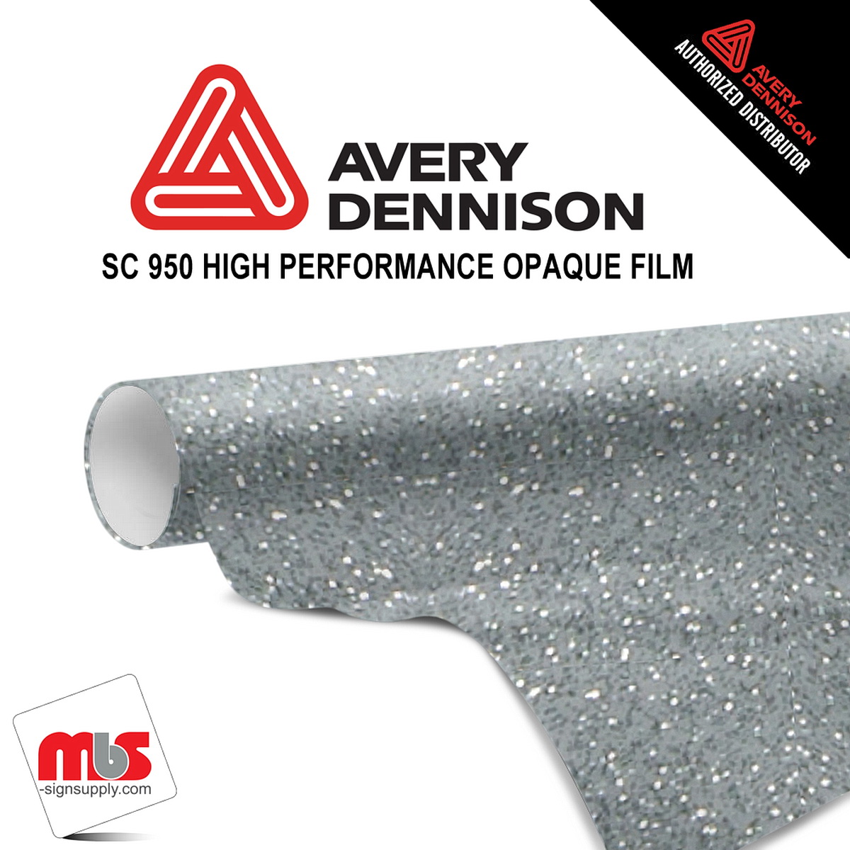 12'' x 10 yards Avery SC950 Gloss Ultra Silver Metallic 5 year Long Term Unpunched 2.0 Mil Metallic Cast Cut Vinyl (Color Code 877)